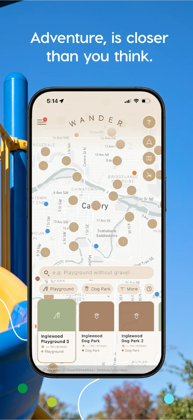 Wander map of nearby places